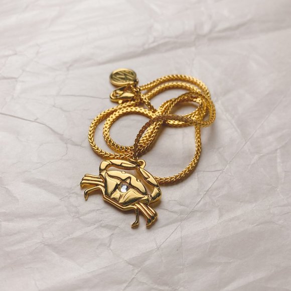 Anne Klein Gold Crab Rhinestone Jewel Cute Animal Box Chain Charm Necklace - Picture 6 of 10